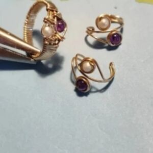 NWOT Handmade Purple Pearl WIRE WRAPPED Jewelry Set